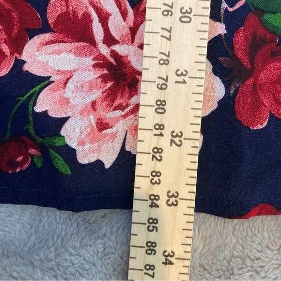 Ambiance Navy Floral Print Spaghetti Racerback Strap Babydoll Flowy Trapeze Dres - Picture 4 of 8